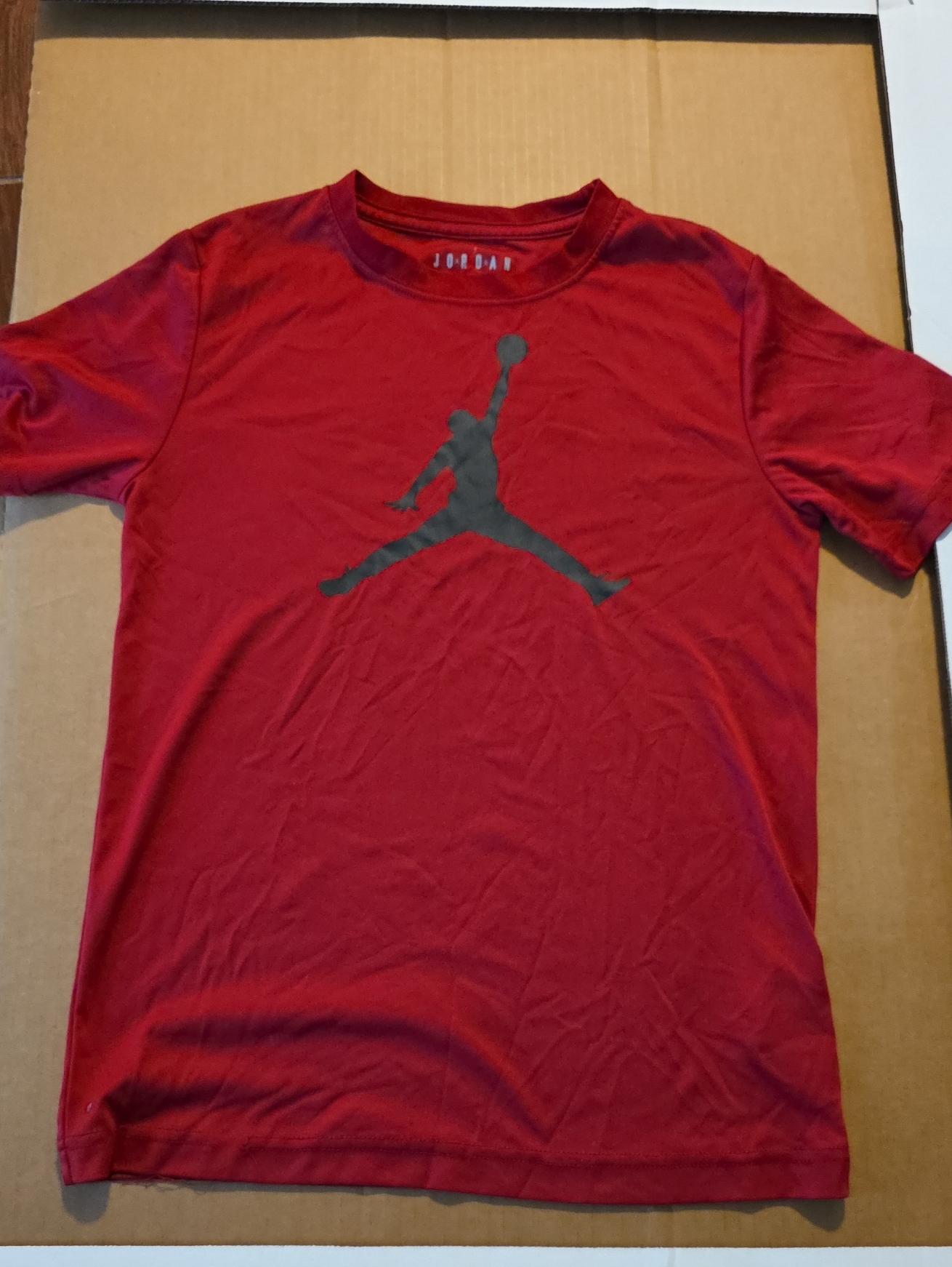 Jordan Red Tee With Black Jumpman Logo